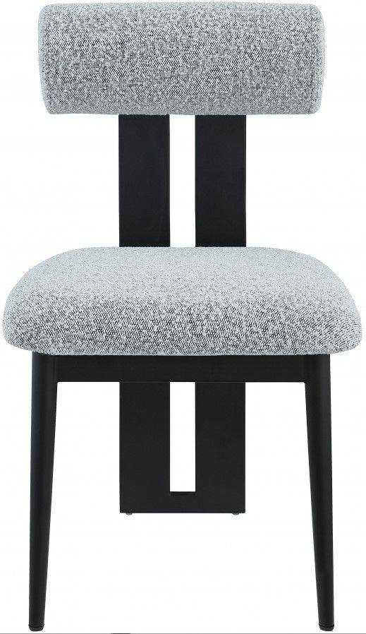 Meridian Furniture Dario Gray/Black Boucle Upholstered Dining Chair-1