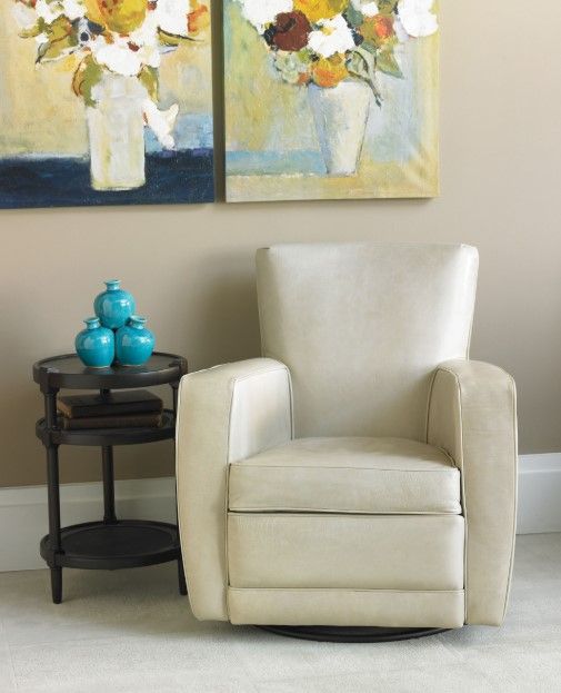 American Leather® Customizable Ethan Leather Swivel Chair-1