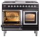 Ilve® Nostalgie II Noblesse 40'' Glossy Black Pro Style Dual Fuel Range with Chrome Trim-3
