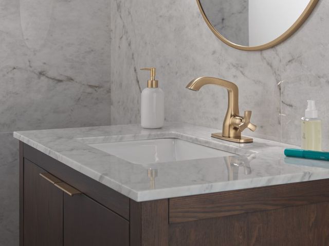 Delta Stryke® Lumicoat® Champagne Bronze Single Handle Bathroom Faucet-2