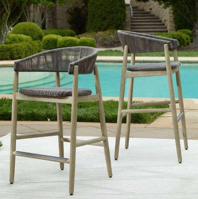 Uttermost® Dermott Cerused Wheat Wooden Outdoor Bar Stool-2