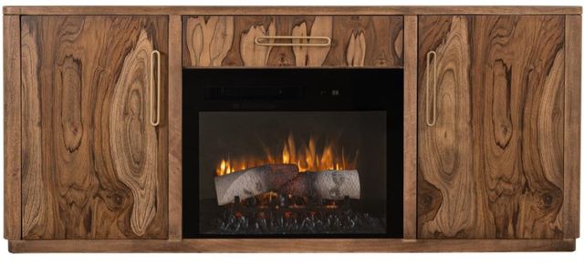 International Furniture Direct Balam Brown TV Stand with Fireplace-0