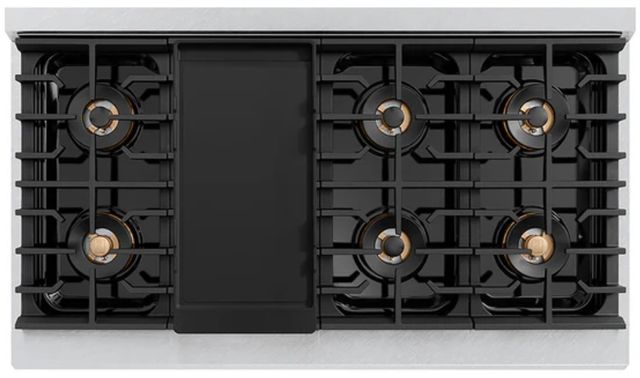 ZLINE Autograph Edition Paramount 48" 6.7 Cu. Ft. Satin Stainless Steel Gas Range with 8 Burner DuoPro™ Cooktop, Dual Ovens, Black Matte Doors and Champagne Bronze Accents-3