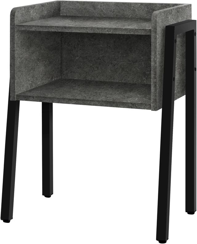 Monarch Specialties Inc. Grey Stone-Look 23"H Black Metal Accent Table-0