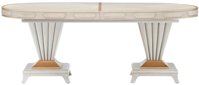 Michael Amini® St. Charles Dove Gray Double Pedestal Dining Table-1