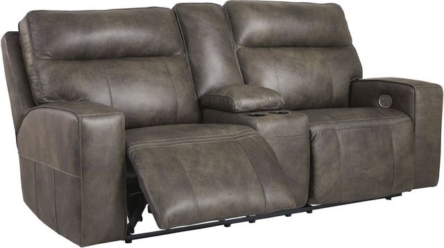 Signature Design by Ashley® Game Plan Concrete Power Reclining Loveseat-0