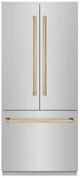 ZLINE Autograph Edition 36" 19.6 Cu. Ft. Stainless Steel Built-In Bottom Freezer Refrigerator with Graphite Gray Interior and Polished Gold Accents-0