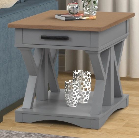 Parker House® Americana Modern Weathered Natural End Table with Dove Base-1