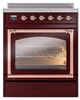 Ilve® Nostalgie II Noblesse 30'' Burgundy Pro Style Induction Range with Copper Trim-1