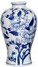 A & B Home Blue/White Curved Porcelain Magnolia Vase-0