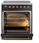 Ilve® Nostalgie II Series 30" Glossy Black Pro Style Induction Range-1