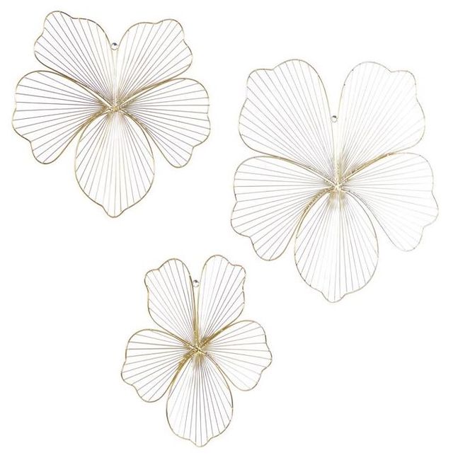Deco Marche Cosmoliving 3-Piece Gold Metal Floral Wall Decor Set-1