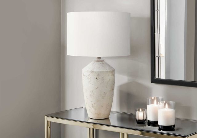 Monarch Specialties Inc. Ivory Concrete Table Lamp with Ivory Shade-2