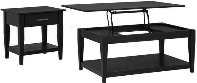 Coaster® Lindenton 2-Piece Black Lift-Top Coffee Table and End Table Set-0