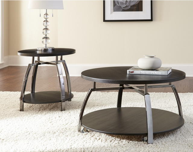Steve Silver Co. Coham Brown Cocktail Table with Black Nickel Base-1
