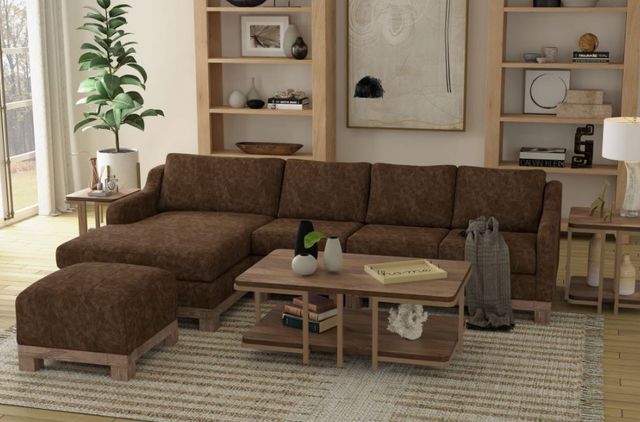 International Furniture Direct Samba Brown/Sand Drift Upholstered Square Ottoman-3