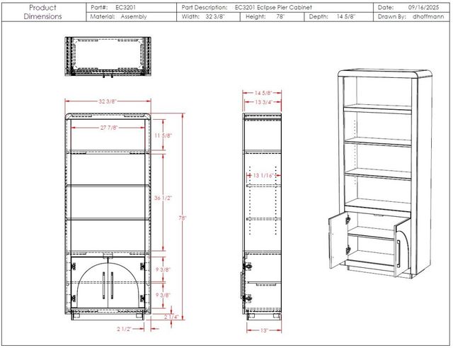 Legends Home Eclipse Bourbon Oak 2-Door Display Case-2