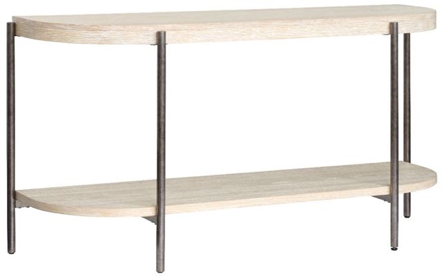 Magnussen Home® Jennings Edgecomb Gray Demilune Sofa Table with Weathered Antique Nickel Base-0