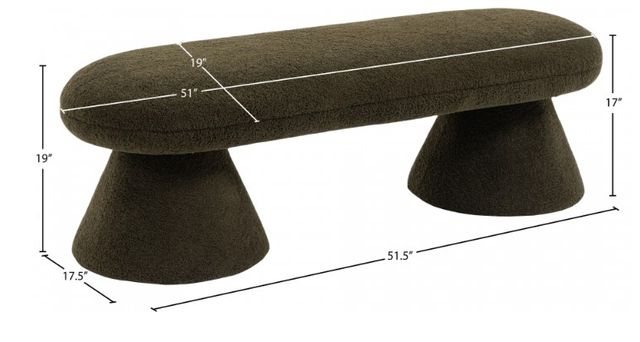 Meridian Furniture Drum Green Faux Shearling Teddy Fabric Upholstered Bench-3