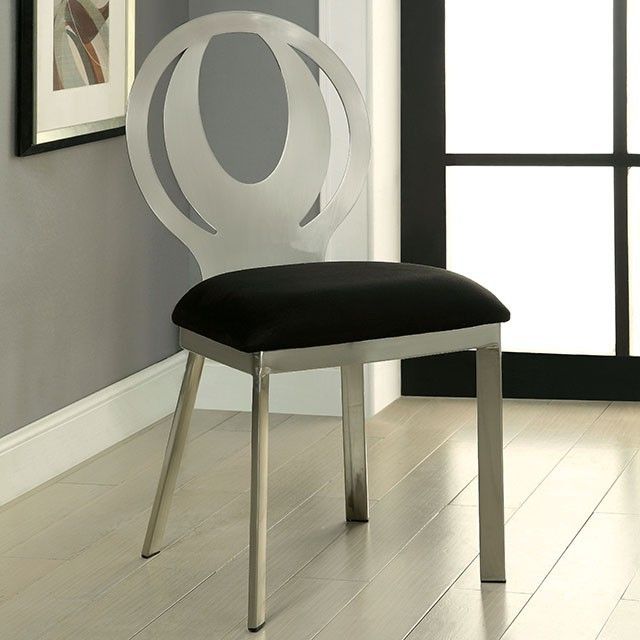 Furniture of America® Orla 2-Piece Black/Silver Dining Side Chair Set-1