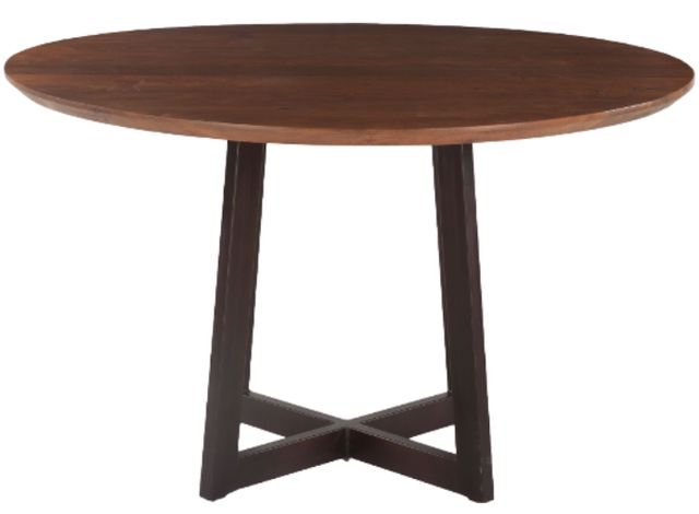 Home Trends & Design Mozambique Walnut Dining Table with Antique Zinc Base-0