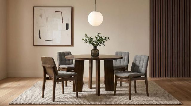 Coaster® Strouse 5-Piece Gray/Walnut Round Dining Table Set-1