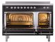 Ilve® Nostalgie II Noblesse 48'' Glossy Black Pro Style Induction Range with Chrome Trim-2