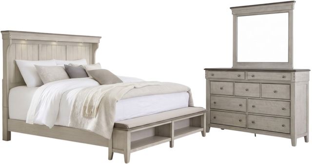 Liberty Furniture Ivy Hollow 3-Piece Dusty Taupe/Weathered Linen King Mantle Storage Bedroom Set-0