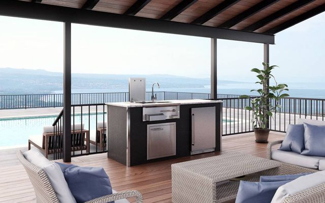 XO Pro-Grade Luxury Designer  83" Black Pre-Assembled Outdoor Kitchen Bar Island-2