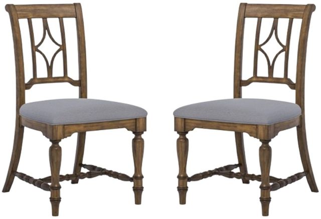 Flexsteel® Plymouth 2-Piece Distressed Medium Brown/Gray Upholstered Dining Chair Set-0