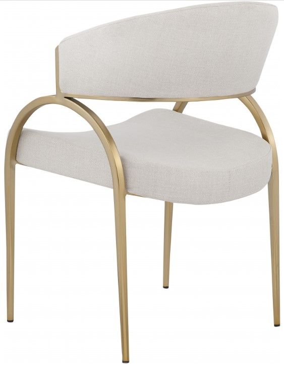 Meridian Furniture Privet Beige/Brushed Brass Dining Chair-2