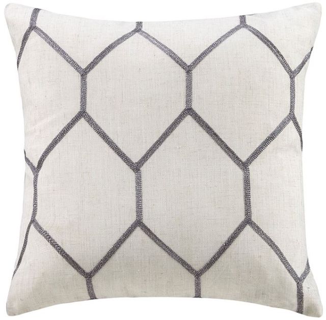 Olliix by Madison Park Brooklyn Grey 20x20" Metallic Geo Embroidered Pillow Pair-0
