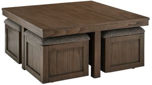 Signature Design by Ashley® Boardernest 5-Piece Brown Coffee Table and Stool Set