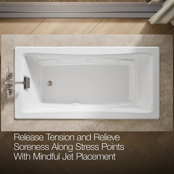 KOHLER® Tea-For-Two® White 71.75" X 36" Drop-In/Undermount Whirlpool Bath with Multiple Pump Location-1