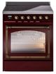 Ilve® Nostalgie II Noblesse 30'' Burgundy Pro Style Induction Range with Burnished Trim-0