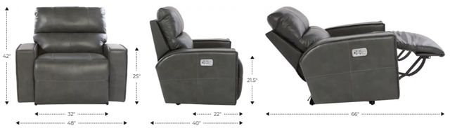 La-Z-Boy® Maddox Slate Leather Power Reclining Chair and a Half with Headrest and Lumbar-3