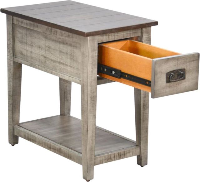Sunny Designs™ Homestead Hills Tobacco Leaf Chair Side Table with Alpine Gray Base-2