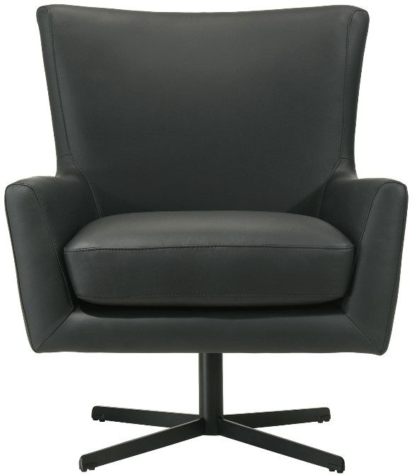 New Classic® Home Furnishings Acadia Black Leather Swivel Chair-1