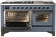 Ilve® Majestic III 60" Blue Gray Pro Style Dual Fuel Natural Gas Range with Triple Glass Door and Burnished Trim-3