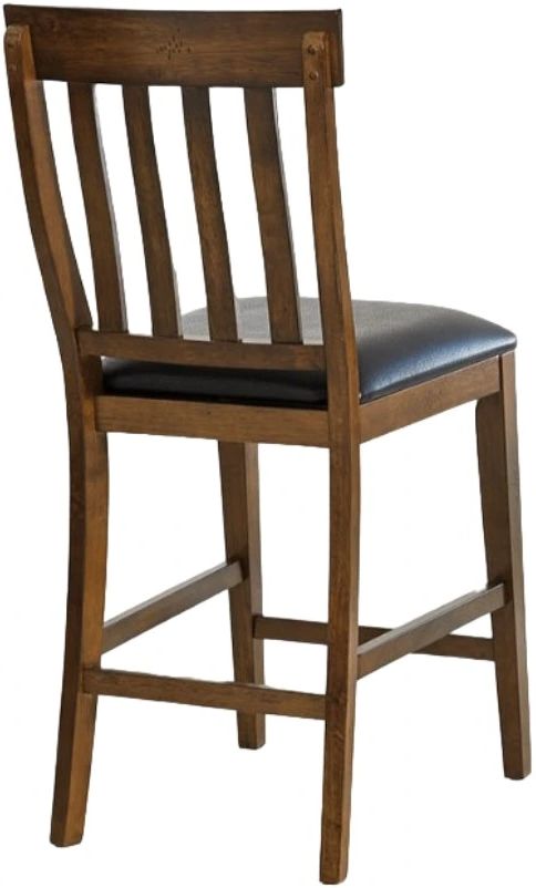 A-America® Mariposa Rustic Whiskey Slatback Upholstered Barstool-1