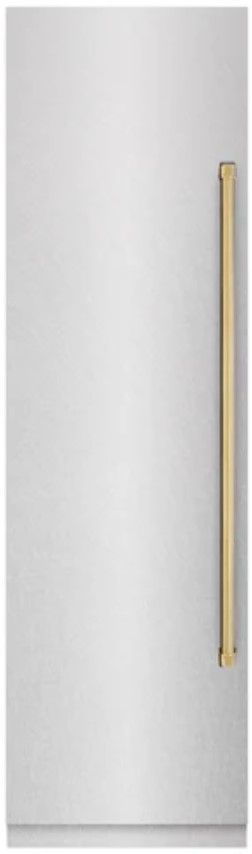 ZLINE Autograph Edition 24 in. 12.4 Cu. Ft. Column Freezer in Satin Stainless Steel with Graphite Gray Interior and Polished Gold Accents-0