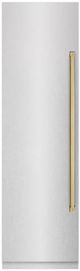 ZLINE Autograph Edition 24 in. 12.4 Cu. Ft. Column Freezer in Satin Stainless Steel with Graphite Gray Interior and Polished Gold Accents-0