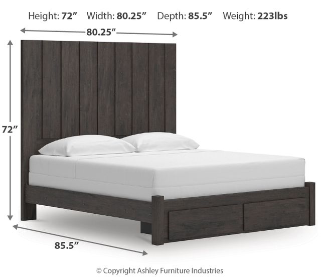 Signature Design by Ashley® Fraluna Charcoal King Storage Panel Bed-2