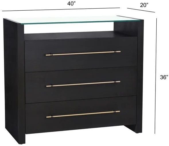 Stylecraft Dann Foley Lifestyle Black Drawer with Gold Glass Top-2
