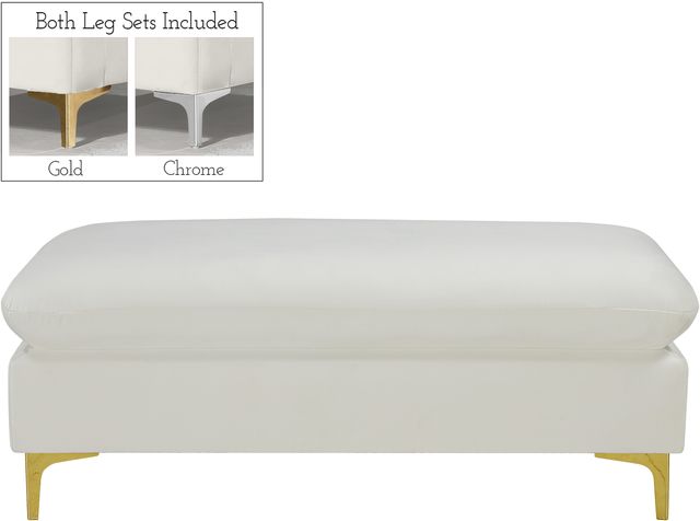 Meridian Furniture Naomi Cream Velvet Ottoman-2
