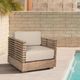 Armen Living Vivid Brown/Taupe Fabric/Wood Outdoor Chair -1