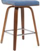 Armen Living Vienna Vintage Blue/Walnut Swivel Counter Stool-4