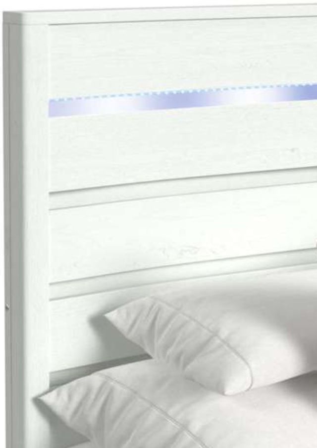 Elements International Tobias White King Panel Bed with LED-3