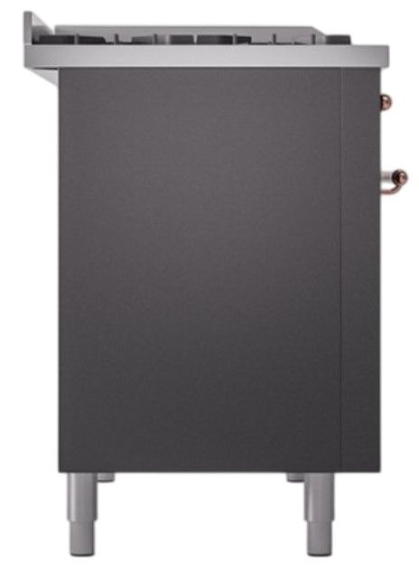 Ilve® Nostalgie II Noblesse 48'' Graphite Matte Pro Style Dual Fuel Range with Copper Trim-2