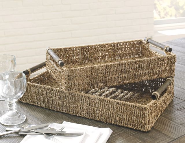 Signature Design by Ashley® Halima 2-Piece Tan Tray Set-1